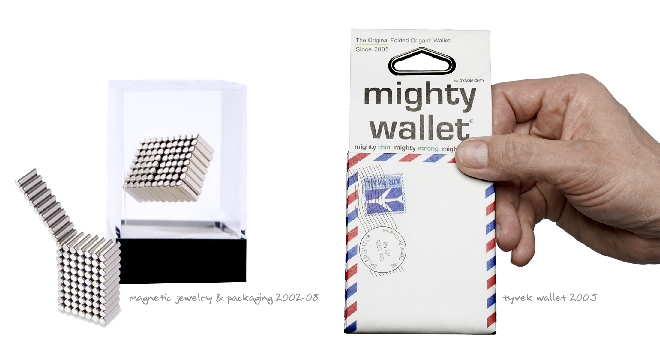 Design vs Invention - The 1st Tyvek Wallet and Link-less Magnetic play jewelry