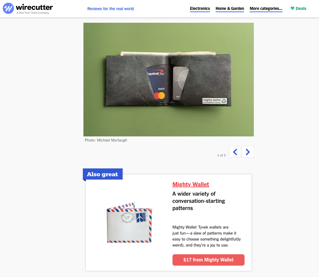 "Best Slim Wallets" Review by NY Times Wirecutter